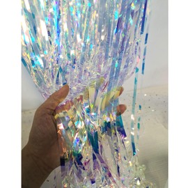 CHRORINE 6.5Ft/2M Rainbow Tinsel Foil Fringe Curtains Christmas Curtains Party Streamers Backdrop for Unicorn Rainbow Birthday Hen Party Bridal Shower Decorations Supplies