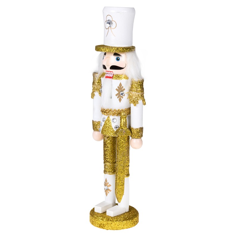 Clever Creations Gold and White Soldier 12 Inch Traditional Wooden