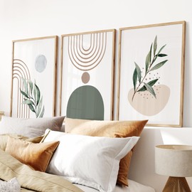 Set of 3 Wall Prints | Sage Green Wall Art | Boho Home Decor | UNFRAMED | A2, A3, A4 (A4)