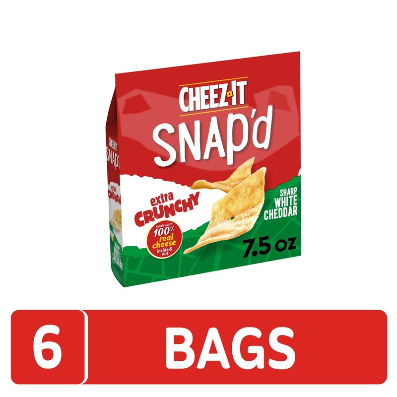 Cheez-It Snap'd Cheese Cracker Chips, Thin Crisps, Extra Crunchy, Sharp