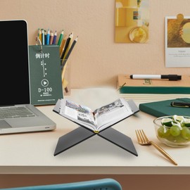 ABOOFAN Acrylic Book Holder Open Large Book Display Stand Reading Stand Quran Bible Book Stand Shelf Magazine Cookbook Display Holder for Magazines Textbooks Black