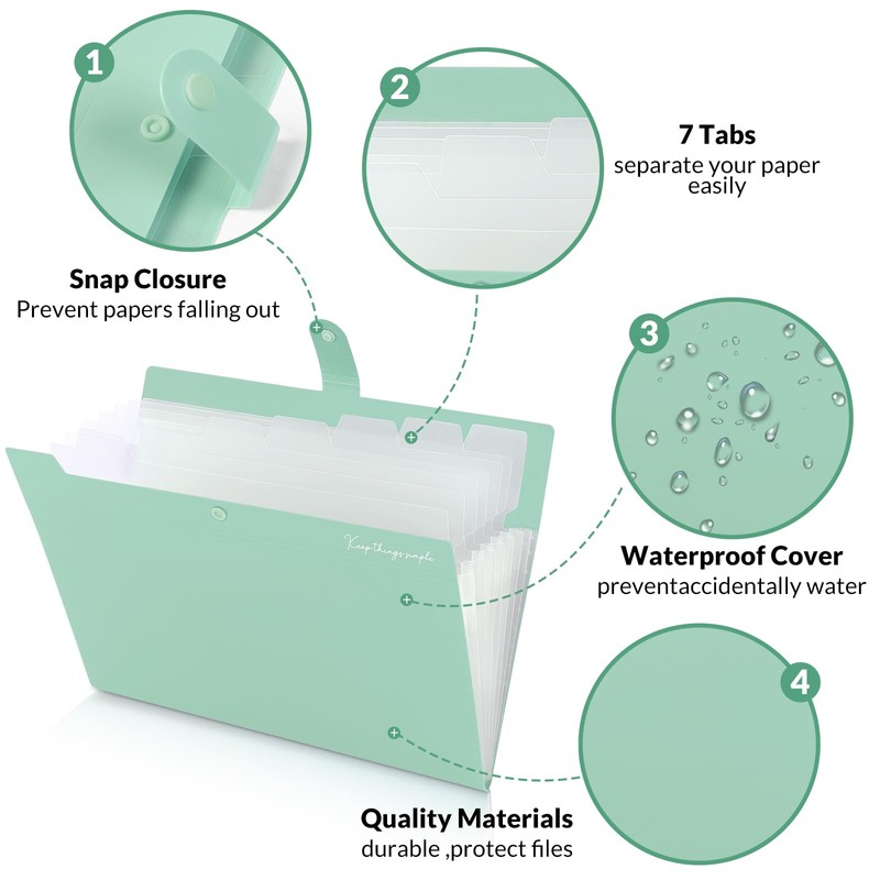 KONVINIT File Folder a4 with 8 Pockets - Expandable Folder