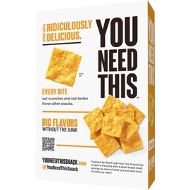 YOU NEED THIS Cheddar Almond Flour Crackers, 3.5 Ounce Boxes (Pack of 8)