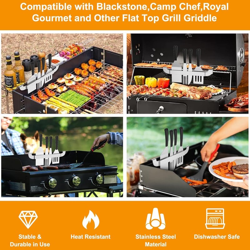 10 Inch Griddle Spatula Holder Magnetic Design, Stainless Steel Grill