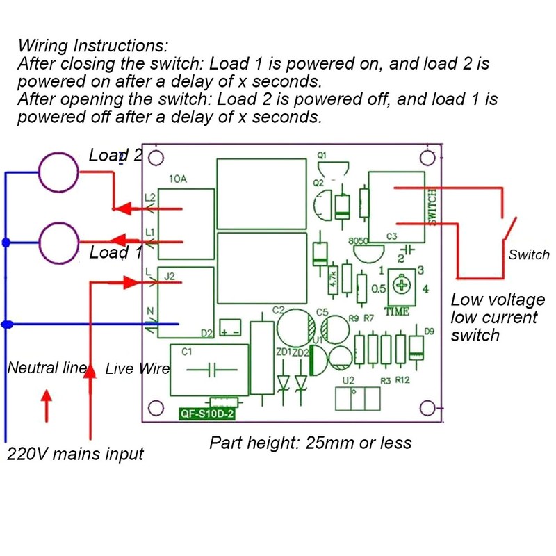 2 Channels Power Time Sequence Board QF-S10D-2 0.5-4S Adjustable Time