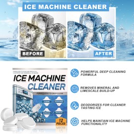 Hasmirk Ice Machine Cleaner Descaler Tablets-36PCS Ice Maker Cleaner Compatible with Frigidaire, Opal, Kitchenaid, Nickel Safe Scale Remover for Countertop, Deep Cleaning, Remove Odor