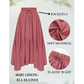 Plus Size Skirt for Women Pink Maxi Skirt Renaissance Skirt with Pockets Pink 2XL