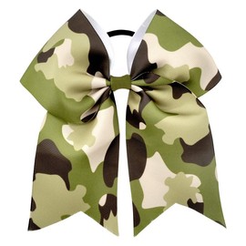 Camouflage Cheer Bow Green Tye Dye Come Hair Bowknot Camouflage Ponytail Holder Bow PHB03 (2 Pcs Set-A)
