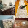 KEPSWET Cotton Handmade Crochet Lace Table Runner Olive Green Rectangle