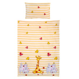 Gräfenstayn® 2-piece set 2019 Children's Baby Bed Linen with Animal Motif 100% Cotton (Renforcé Quality) Duvet Cover 135 x 100 cm and Pillowcase 60 x 40 cm