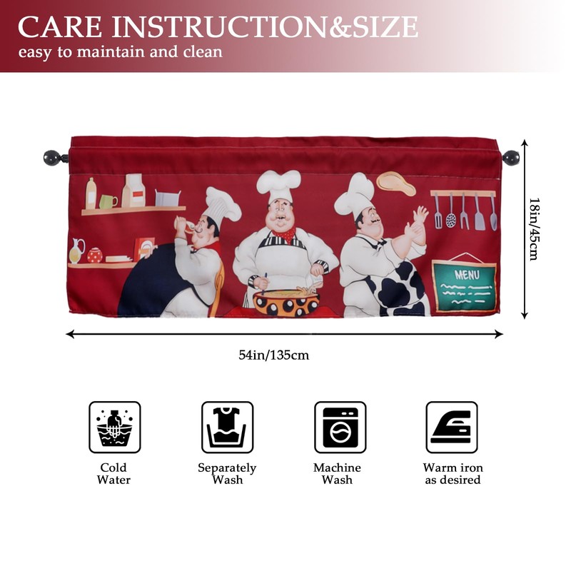 WTQPLNMCB Chef Valances 54" W x 18" L - Chef