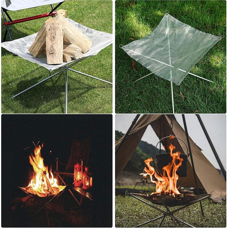 Portable Fire Pit for Camping, Outdoor Foldable Firepit Fireplace with