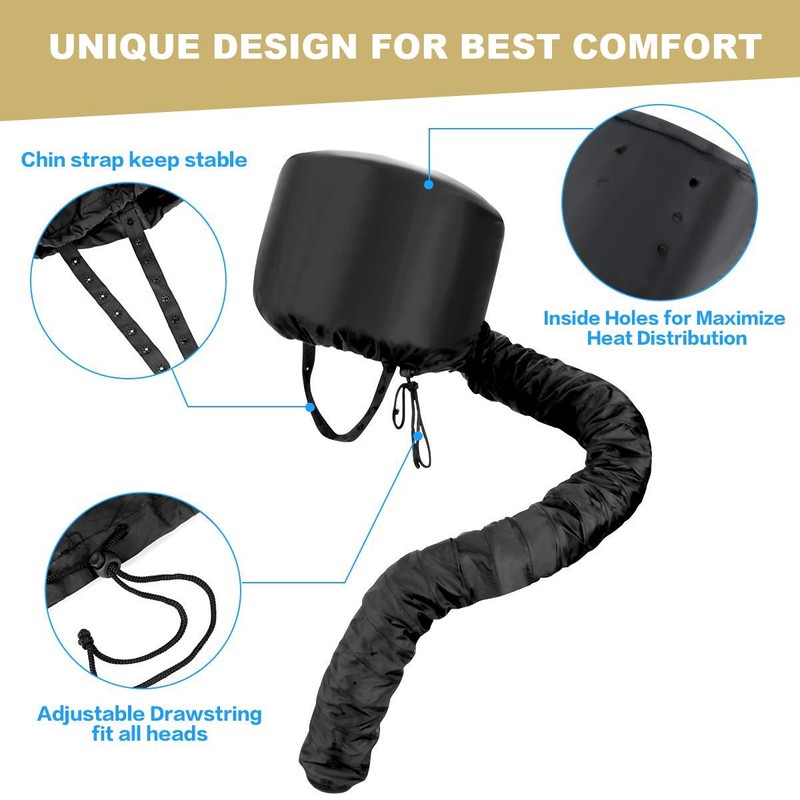 Bonnet Hood Hair Dryer Attachment Set - Soft Adjustable Hooded