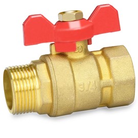 Oumuik Brass 3/4 Inch Ball Valve with Red Wing Handle - Male Thread/Internal Thread Full Flow DN20 PN16
