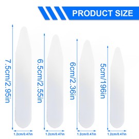 XPEX Pack of 80 Plastic Collar Stays, Shirt Collar Inserts, Shirt Collar Stays, Shirt Collar Stays, Men, 4 Sizes (White)