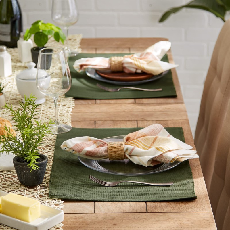 DII DII Basic Everyday Ribbed Tabletop 100% Cotton, Placemat Set,