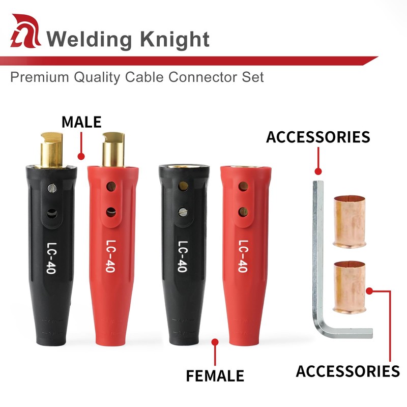 Welding Knight LC40 Welding Cable Connector Set Male and Female