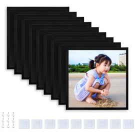 Happy Reunion 8x8 Picture Tiles | Mix Tiles Picture Frames Stick on Wall | Photo Tiles Peel and Stick Picture Frames as Gallery Wall Frame Set (Black - 9 Pcs)