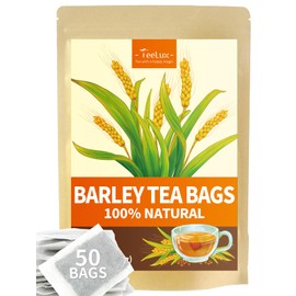 TeeLux Barley Tea Bags, Pure Roasted Barley Tea, Caffeine Free, Sugar Free, Nutty Flavor, 2g x 50 Bags