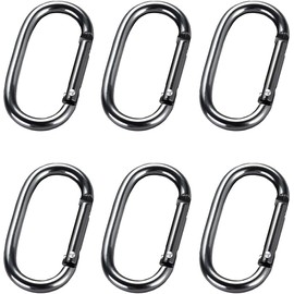 6 Carabiners, Small O-Rings, Width 0.9 inches (24 mm) x Length 2.0 inches (50 mm), Strong Spring Hook, Durable, Key Chain, Household Goods, Anti-Theft, Anti-Loss, Outdoors, Climbing, Camping, Fishing,