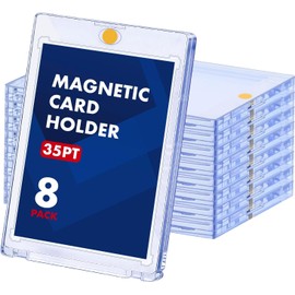 Portatarjetas magnéticas, 35 unidades, con un solo toque, carpeta de tarjetas para tarjetas de béisbol, protección U-V, funda de plástico duro para béisbol, deportes, coleccionables TCG. (paquete de 8
