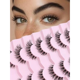 Siligli Eyelahses Wispy Lashes Cat Eye 10MM Short Lashes C Curl Soft Lash Strips Siligli