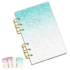 ARSxODES Sealing Notebook, Transparent Acrylic, 6-Hole Binder, Compatible with A6 Refills, Water Wave Pattern, Crystal Case, Large Capacity, Loose Leaf Type, Sticker Storage, Lightweight, Compact