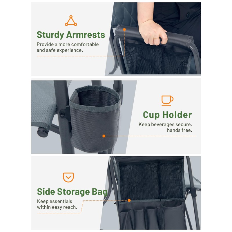 TIMBER RIDGE Folding Oversized Rocking Camping Chair, 400lbs Capacity Portable