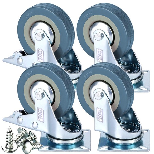 DSL Heavy Duty Braked 50mm Swivel Castor Wheels Trolley –