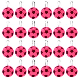 PATIKIL Reflective Keychain Tags, 24 Pack Reflective Football Pendant PVC High Visibility Reflector Tags Waterproof Safety Reflector for Backpack Handbag, Pink