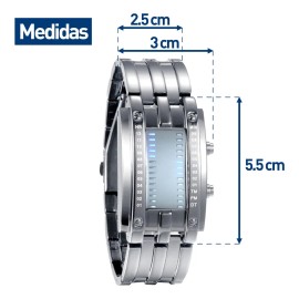Reloj Para Hombre Led Binario Electrónico Impermeable Moda Correa Plateado