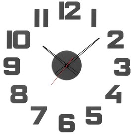 PRIM Veneer Colorino DIY Wall Clock Wood, Made in EU, Wood Wall Decoration Diameter from 600 to 1000 mm, 3D Wooden Numbers, Wooden Wall Clock Large XXL, Wall Clock Kitchen, Bedroom (Grey)