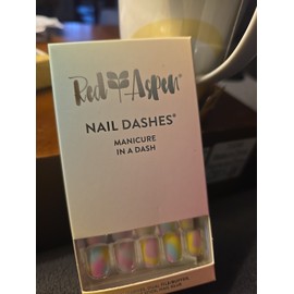Red Aspen Press On Nails Tie- Dye Time, Bailey Pastel Easter Short Square Dashes Red Aspen