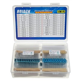 BOJACK Resistor Assortment Kit 1 Ohm - 1M Ohm 1/2W Metal Film Resistor Assortment Resistor Kit (25 Values 1000 Pcs)