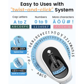 Phomemo Phomemo Etikettiergerät, 3D Prägegerät E975, Tragbarer Beschriftungsgerät, Grün Etikettenprägegerät mit 6 Etikettenband, Etikettendrucker mit (£ € Ä Ö Ü), Einfach zu Verwenden für Haus, Büro