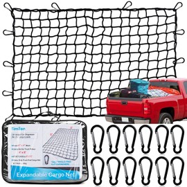Cargo Net for Truck Pickup 4'x6' Stretches to 8'x12' Heavy Duty Truck Bed Cargo Net 12 Tangle-Free Clip Carabiners and 1 Storage Bag Small 4" x 4" Mesh Universal Car Organizer Net for Large Loads