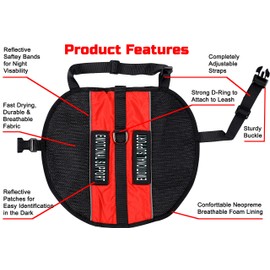 Just 4 Paws Emotional Support Dog Vest Jacket | 6 Sizes | Adjustable Straps & 2 Removable Reflective Emotional Support Dog Patches (Medium Chest 23" to 28", Red)