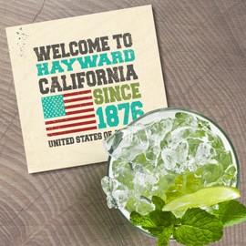 Unbranded Hayward Grunge Travel Postage 4'' X 4'' Square Wooden Coaster