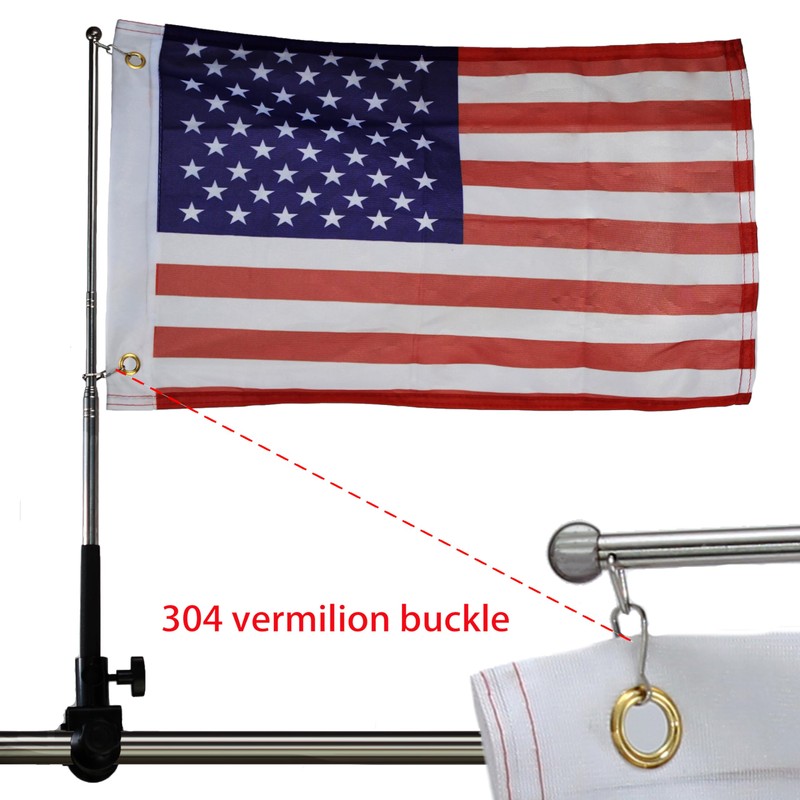 Boat American Flag Pole Kit,12''x18'' Pontoon Boat Flags,US Flag Holder
