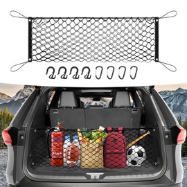 Canvcle Trunk Cargo Net for 2024-2025 Toyota Grand Highlander Accessories Envelope Style Mesh Trunk Net Organizer and Storage Stretchable Adjustable Elastic Nylon Rear Cargo Netting with Hooks
