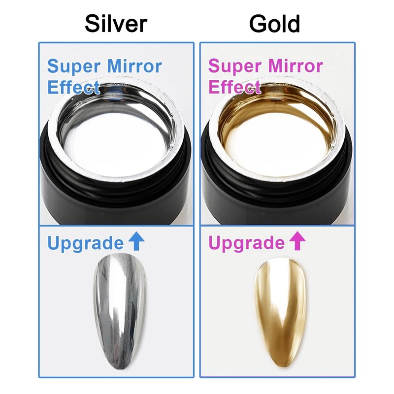NAILKISS 2pcs Sliver&Gold Metallic Mirror Painting Gel Polish