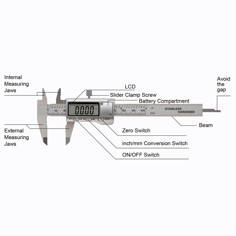 SCITOOLS All-Metal Small Digital Caliper 0-4" Mini Measuring Tool, Micrometer