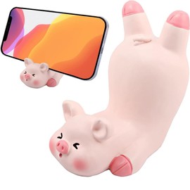 Cute Phone Holder Lovely Pig Cellphone Stand Desk Business Cards Holder Glasses Holder Desktop Accessories Office Decor (Pink, 8 * 7.7 * 4.5CM)