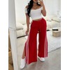 Angsuttc Red Pants Women Drawstring Side Slit Sweat Pants with
