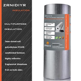 Reflective Foil Insulation Roll,3mm(16“X10‘) Foam Insulation Core,Double-Sided Aluminum Heat Shield Sheet, Thermal Insulation Wrap,Radiant Barrier(16"x10ft)