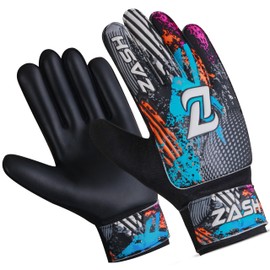 ZASH Soccer Goalie Gloves, Football Goalkeeper Gloves for Kids Boys Youth & Adult Along with 4mm Latex Super Grip Palm and Double (Black, Size 5 Suitable for 9-12 Years)