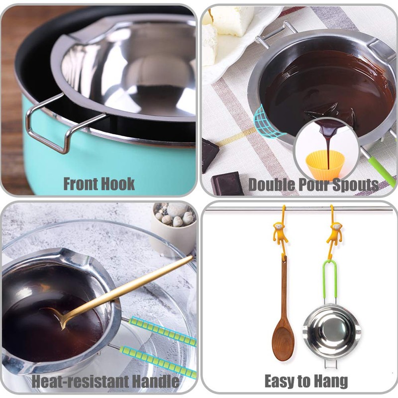 Stainless Steel Double Boiler with Silicone Spatula, Chocloate Metls Pot