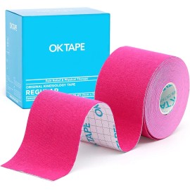 OK TAPE Kinesiology Tape Athletic  - 2in x 16.4ft Uncut Roll - Sports Support & Recovery - Pink