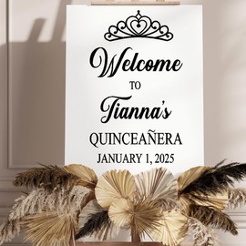 Welcome to Quinceanera Vinyl Decal with Name and Date for Mirror or arch backdrop, Girls 15th Birthday, Sign for Party Entrance