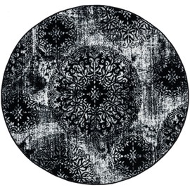 Unique Loom Sofia Collection Area Rug - Grand (5' 3" Round, Black/ Ivory)